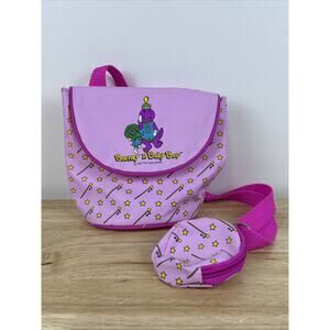 Vintage 1993 The Lyons Group Barney And Baby Bop Colorful Mini Bag W/ Coin Purse